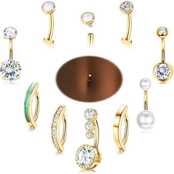 LOLIAS Silver/Gold Belly Button Rings with CZ (Pack)