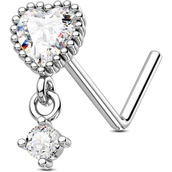 Jewseen Silver Heart Nose Rings for Valentines Day