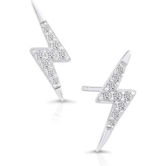 925 Silver Lightning Bolt CZ Stud Earrings