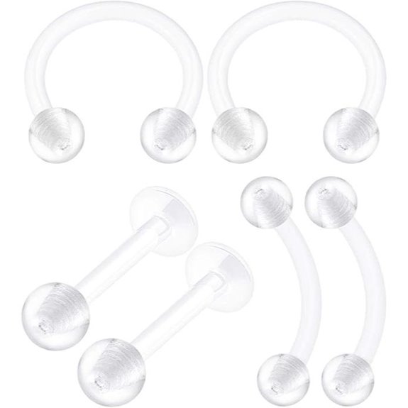 6PCS Clear Bioplastic Piercing Retainers 16G