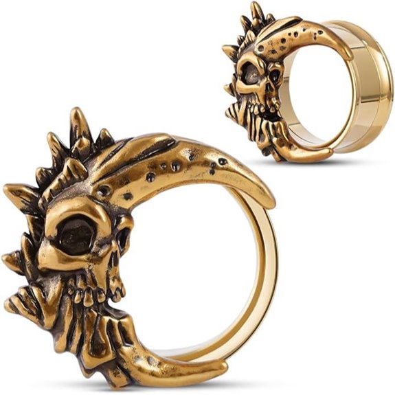 COOEAR Skull Moon Gauge Earrings Pair