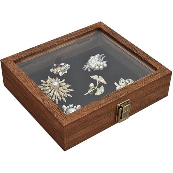 MOOCA Small Wooden Jewelry Display Case with Velvet Pad