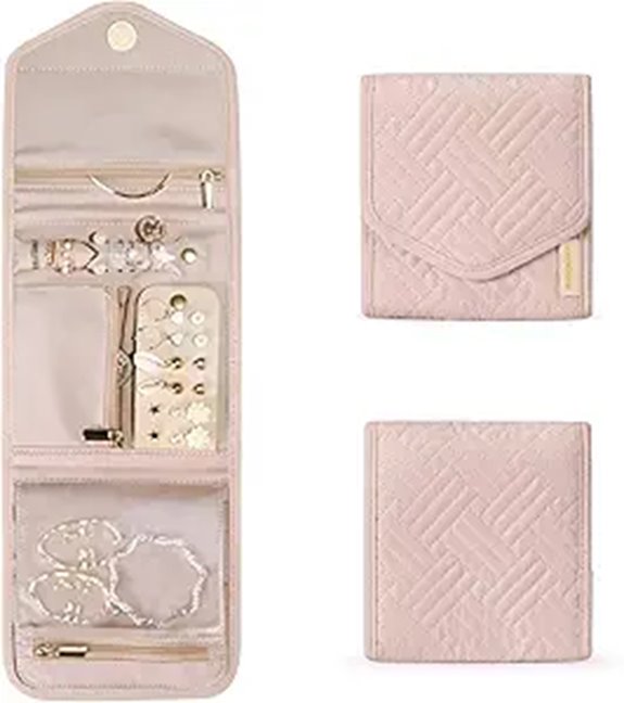 BAGSMART Travel Jewelry Organizer Case (Soft Pink)