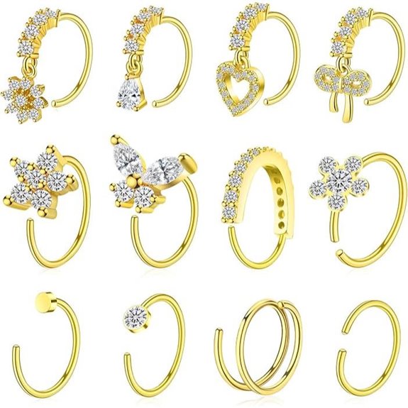 Hoop Nose Rings for Women Stainless Steel CZ Details