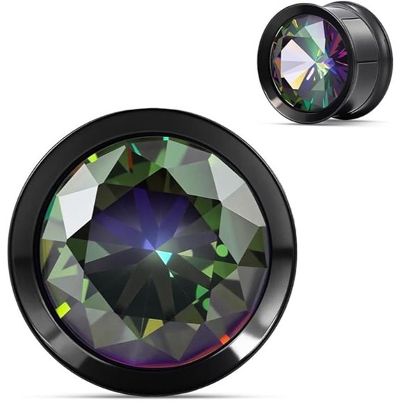 COOEAR Stainless Steel Crystal Ear Gauges and Plugs