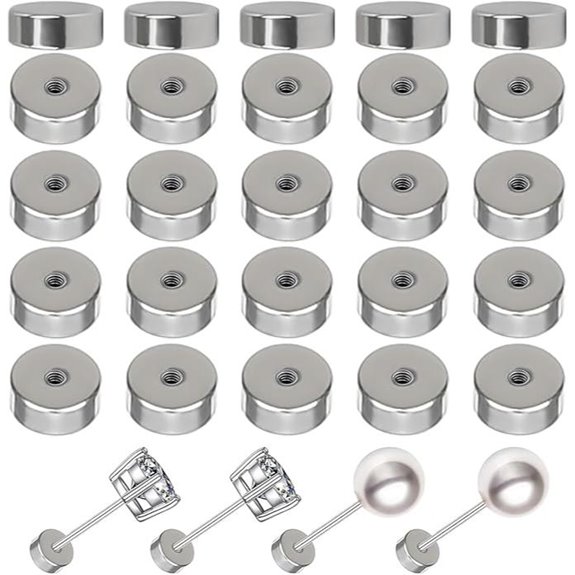 20 Pcs Stainless Steel Earring Backs for Studs