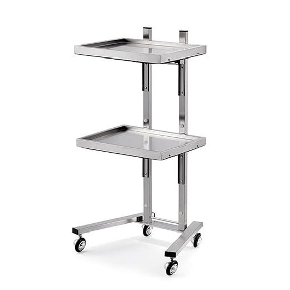 Stainless Steel Rolling Instrument Tray Cart with Storage