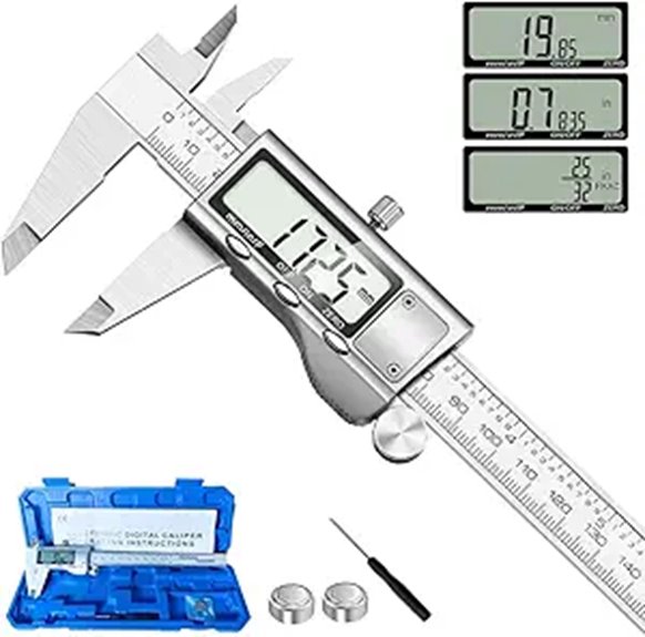 Digital Caliper with LCD Stainless Steel 6 Inch