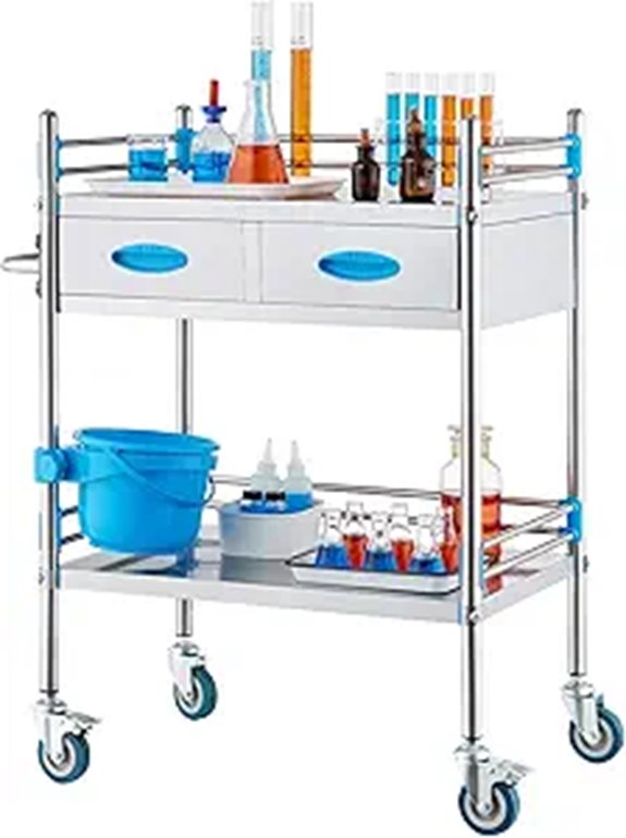 VEVOR Stainless Steel Utility Cart with Lockable Wheels