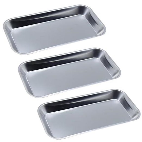 Stainless Steel Medical Instrument Trays (3 Pack)