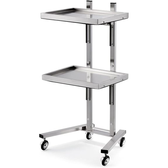 Stainless Steel Rolling Instrument Tray Cart with Storage