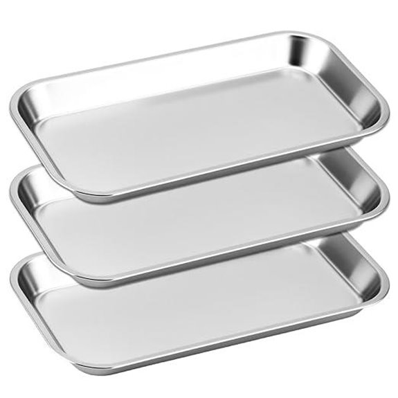 QWORK Surgical Trays 3-Pack Stainless Steel Lab Instruments