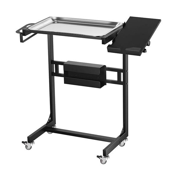POARMEEY Stainless Steel Rolling Tattoo Tray Cart