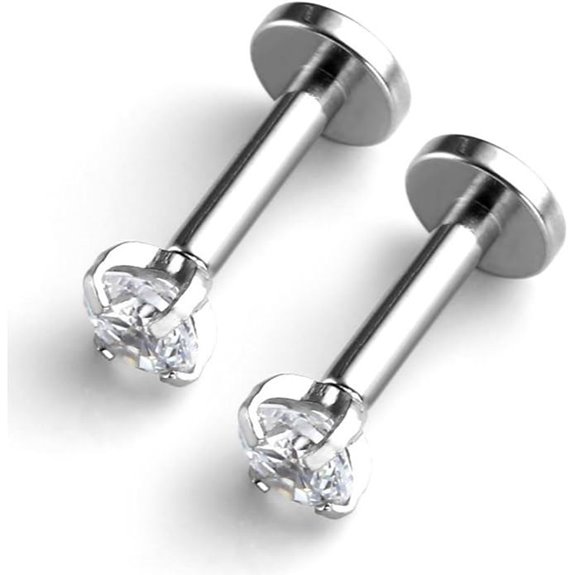 Adecco 2PC Stainless Steel Zircon Labret & Earring