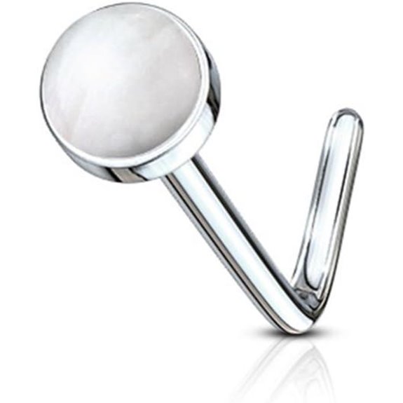 BodyJewelryOnline 20G Steel L-Shaped Nose Stud Ring