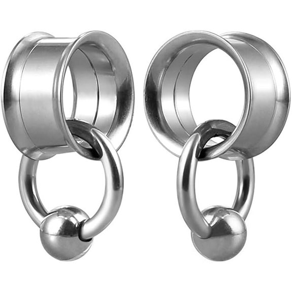 2pc Steel Flesh Tunnel & Spring CBR Ring Earrings