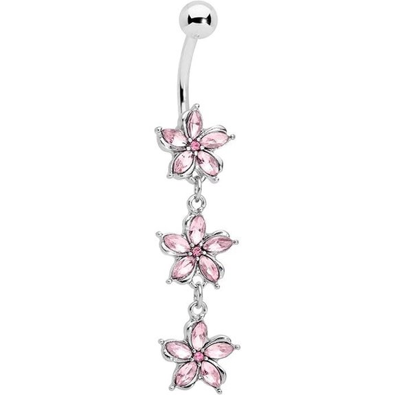 Women’s 14G Steel Flower Belly Button Ring