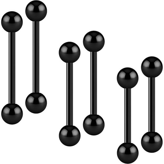 Hypoallergenic Steel Tongue Rings 6-Pack Piercing Jewelry