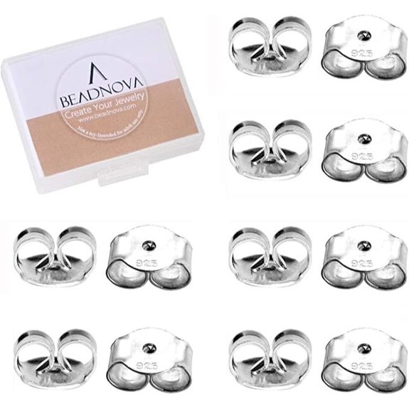 BEADNOVA Sterling Silver Earring Backs (12 pcs)