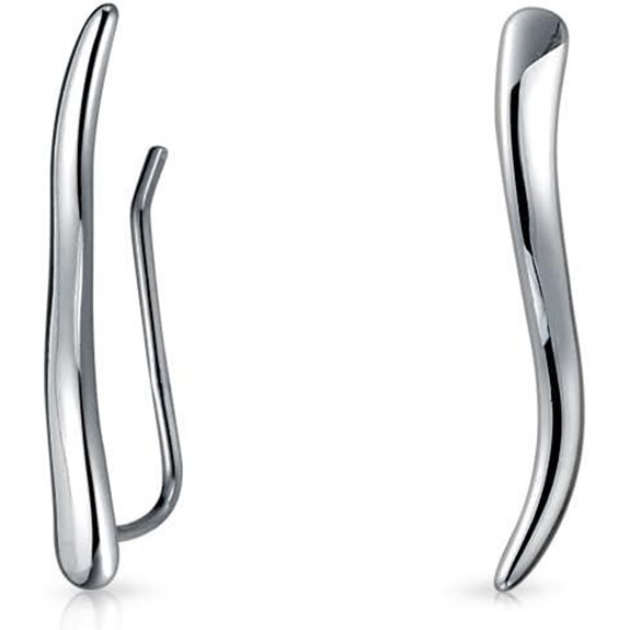 Minimalist Sterling Silver Geometric Ear Crawler Earrings