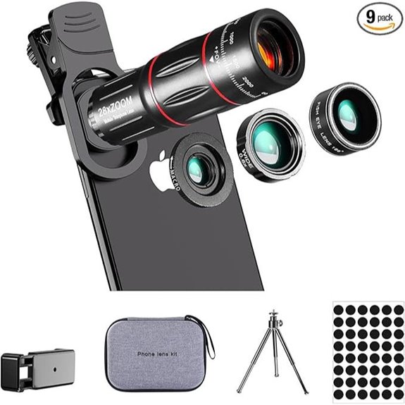 Smartphone Camera Lens Kit (28X Telephoto 20X Fisheye)