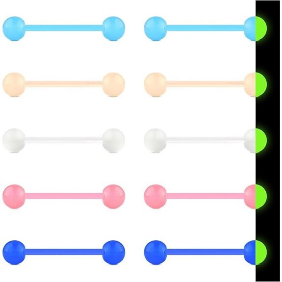 Zolure 10-Pack Tongue & Nipple Rings 14G