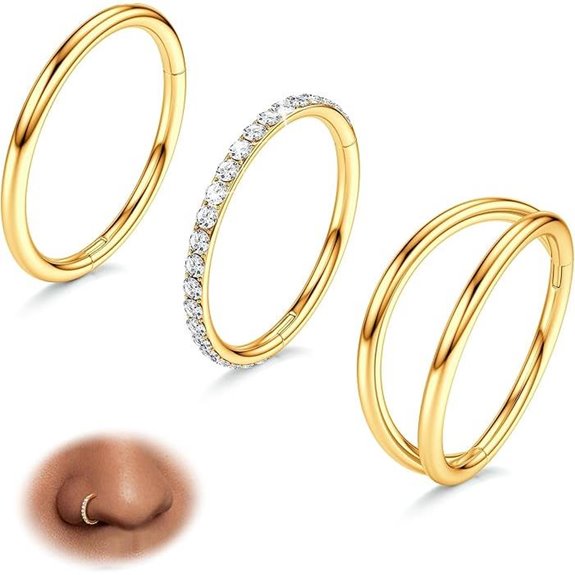 BodyBonita 3pcs Nose Rings Hoops with CZ