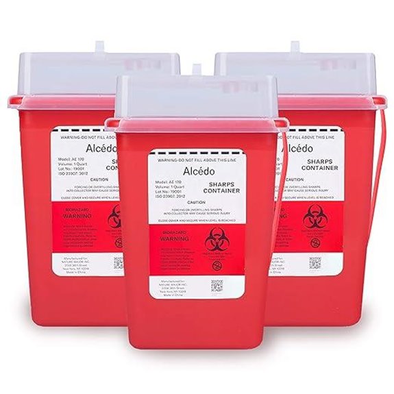 Alcedo 3-Pack 1 Quart Sharps Disposal Containers