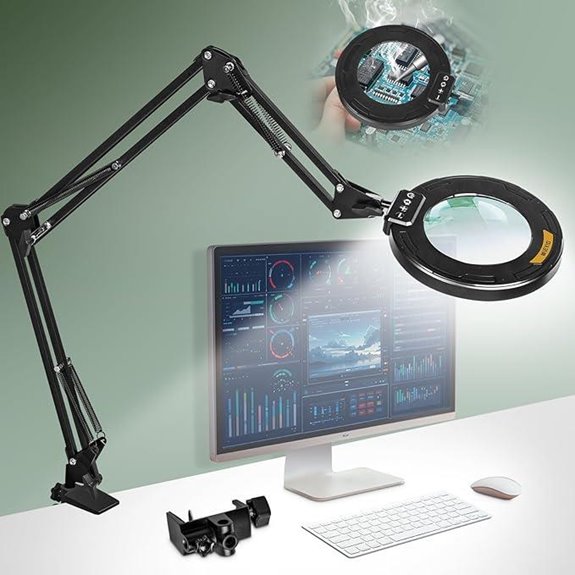 3-Section LED Magnifying Lamp with Light and Clamp