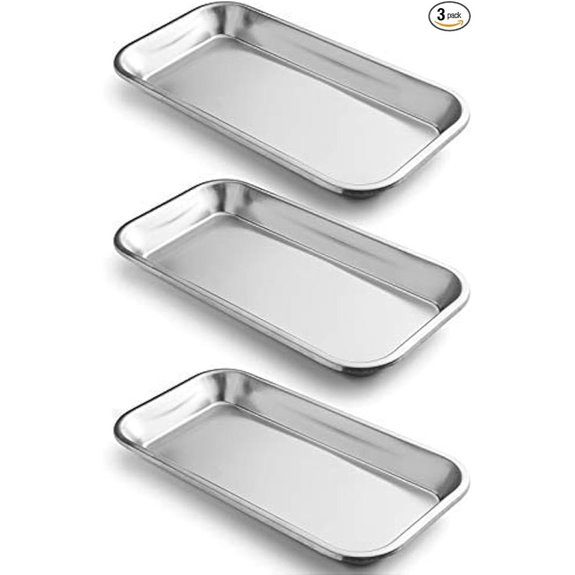3 Pack Stainless Steel Surgical Lab Trays