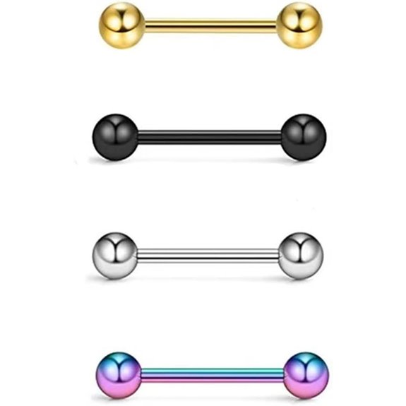 Titanium Barbell Earrings for Body Piercings (4 Pack)