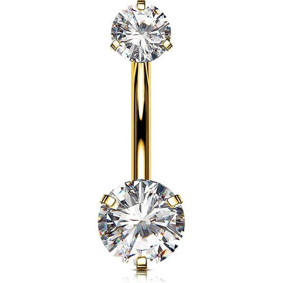 OUFER Titanium Belly Button Ring with CZ Jewels