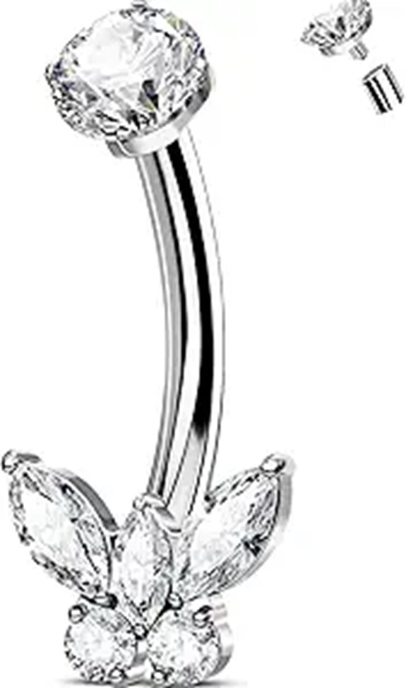OUFER Titanium Butterfly Belly Button Rings