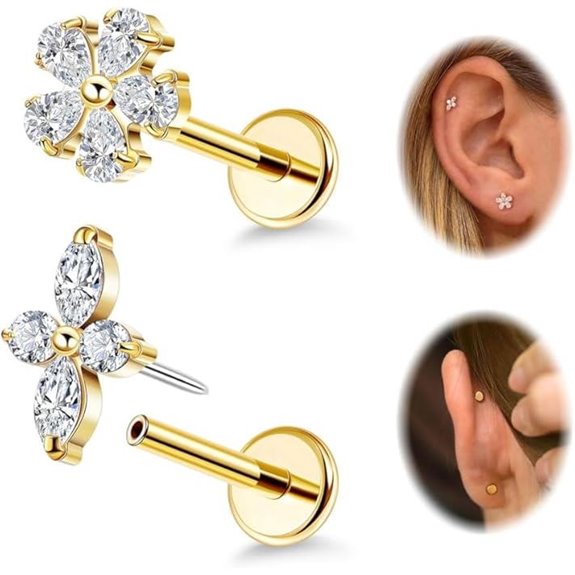 Titanium Threadless Cartilage Earrings 2 Pack