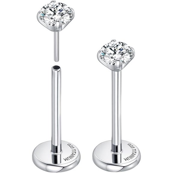 Titanium Flat Back Earrings for Cartilage Piercings