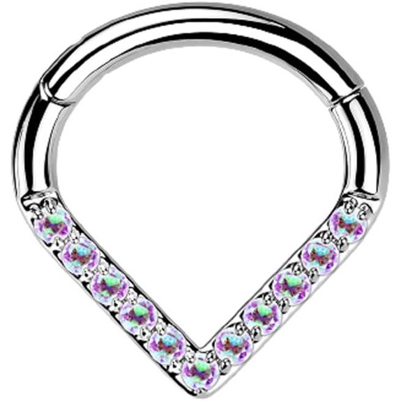 Pierced Owl 16GA Titanium CZ Chevron Segment Clicker