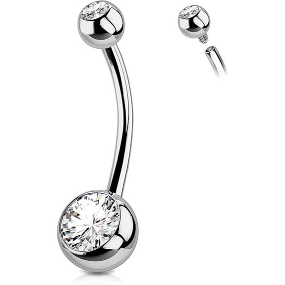 OUFER Titanium Belly Button Ring with CZ Stone
