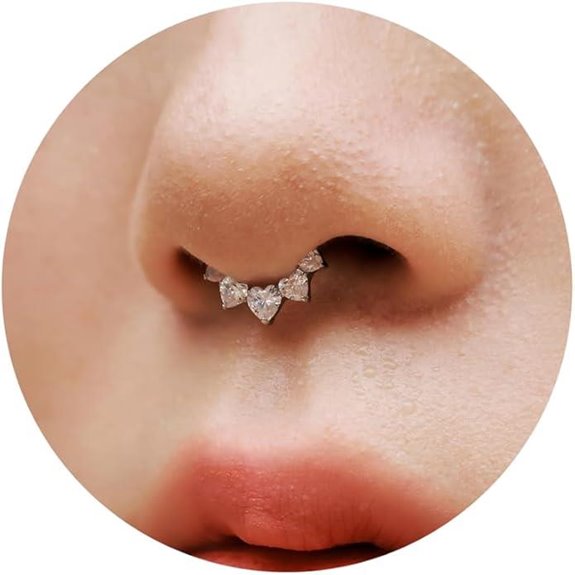 Titanium Heart-Shaped CZ Septum & Nose Ring Jewelry