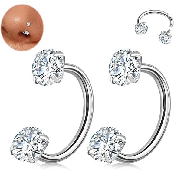 ONEISNG Titanium Horseshoe Nose Ring with Cubic Zirconia
