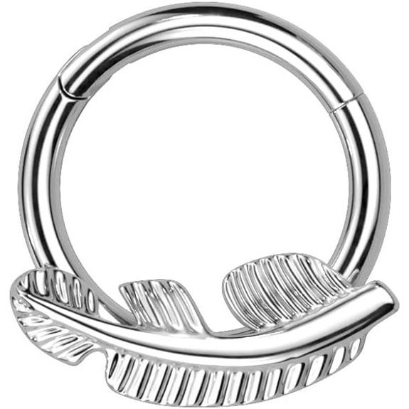 Pierced Owl Titanium Leaf Hinged Segment Ring