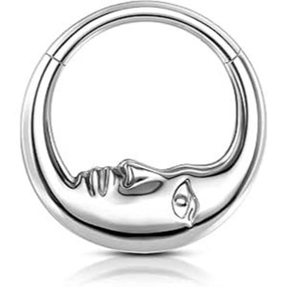 COCHARM Moon Face Titanium Septum Ring 16G