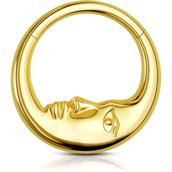 COCHARM Moon Face Titanium Septum Ring for Women