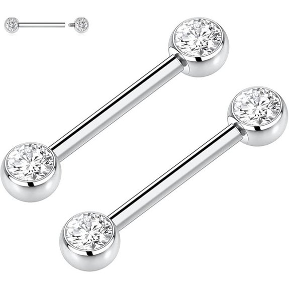 GAGABODY Titanium Nipple Rings with CZ/Opal