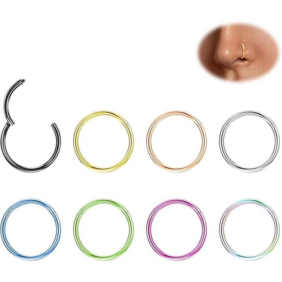 8Pcs Titanium Nose Rings Hoop Jewelry for Women