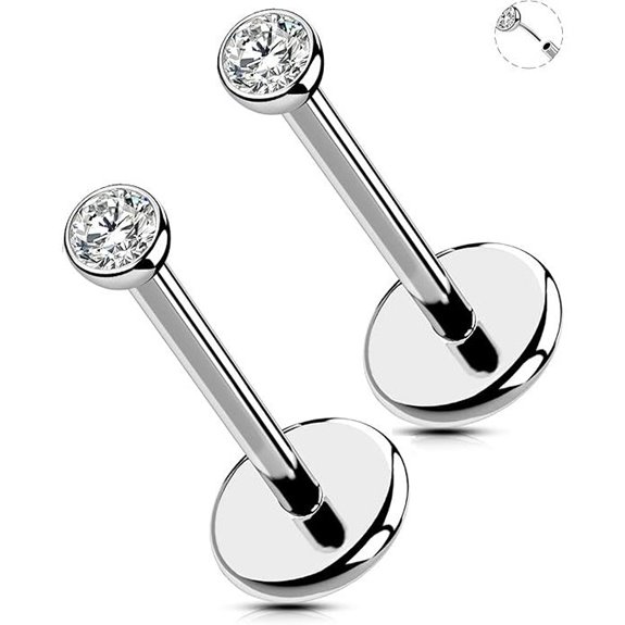 OUFER Titanium Threadless Nose Stud Earrings (2 Pack)
