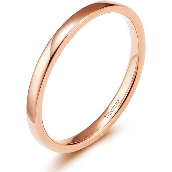 TIGRADE Titanium Rose Gold Dome Wedding Ring