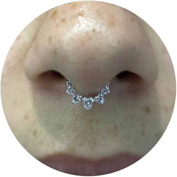 Titanium Heart CZ Septum & Nose Ring Jewelry