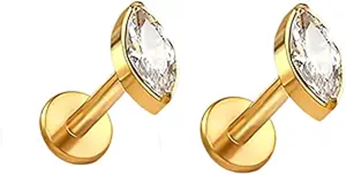 Titanium Flat Back Earrings for Tragus and Cartilage