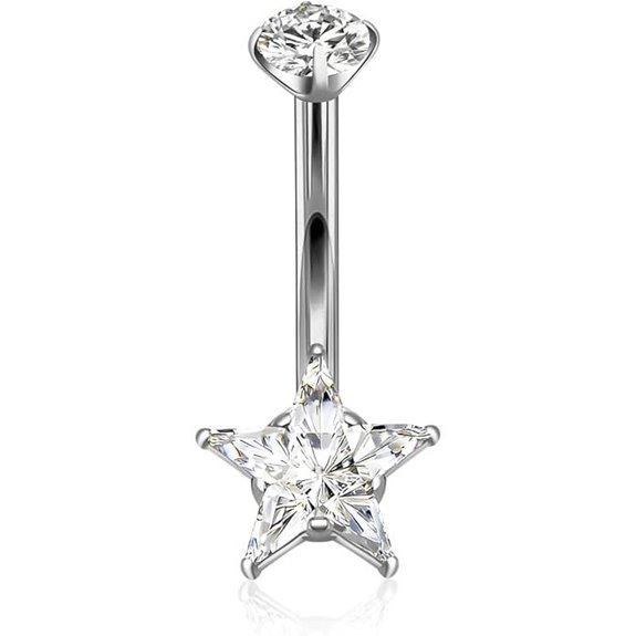 Titanium 14G Belly Button Ring with Zircon Detail