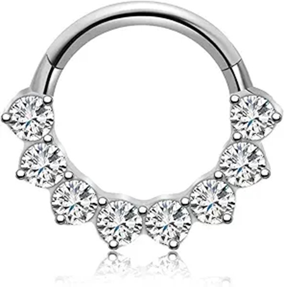 Titanium Septum Clicker Rings with Cubic Zirconia